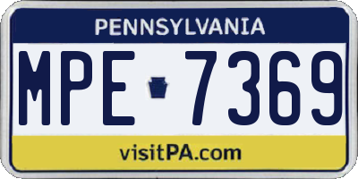 PA license plate MPE7369