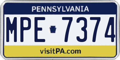 PA license plate MPE7374