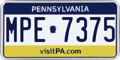 PA license plate MPE7375