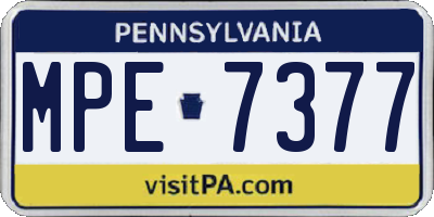 PA license plate MPE7377