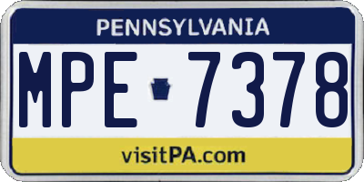PA license plate MPE7378