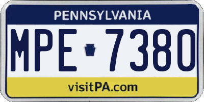 PA license plate MPE7380