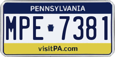 PA license plate MPE7381