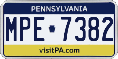 PA license plate MPE7382