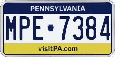 PA license plate MPE7384