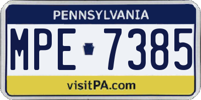 PA license plate MPE7385