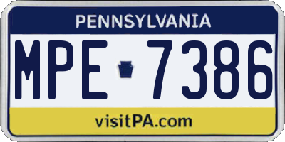 PA license plate MPE7386