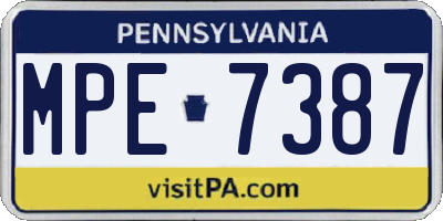 PA license plate MPE7387