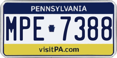 PA license plate MPE7388