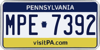 PA license plate MPE7392