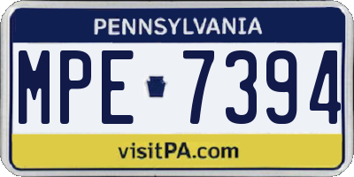 PA license plate MPE7394