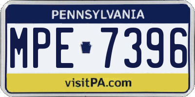 PA license plate MPE7396
