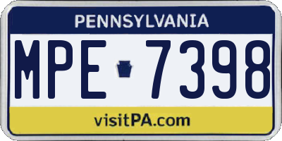 PA license plate MPE7398