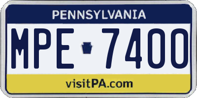 PA license plate MPE7400