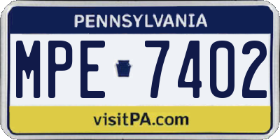 PA license plate MPE7402