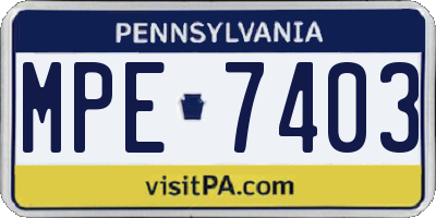 PA license plate MPE7403