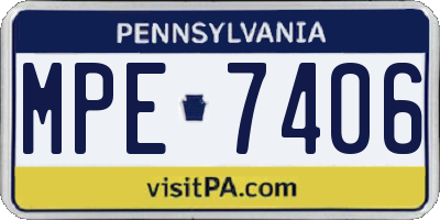 PA license plate MPE7406