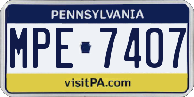 PA license plate MPE7407