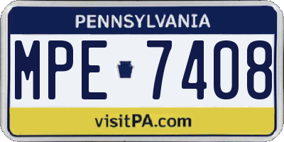 PA license plate MPE7408