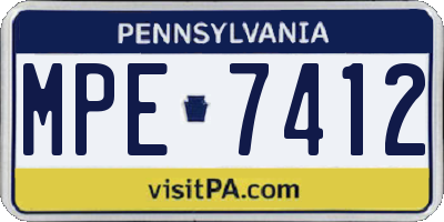 PA license plate MPE7412