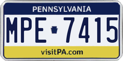PA license plate MPE7415