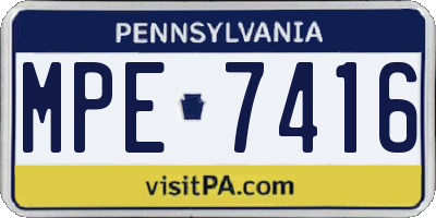 PA license plate MPE7416