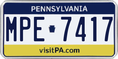 PA license plate MPE7417