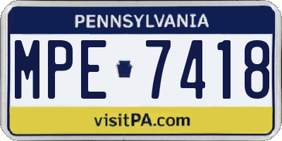 PA license plate MPE7418