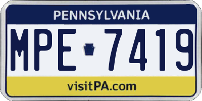 PA license plate MPE7419