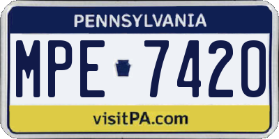 PA license plate MPE7420