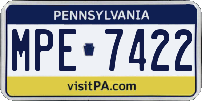 PA license plate MPE7422