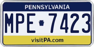 PA license plate MPE7423