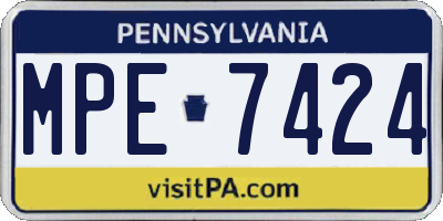 PA license plate MPE7424