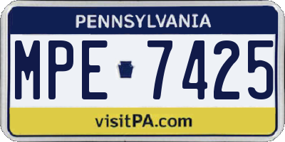 PA license plate MPE7425