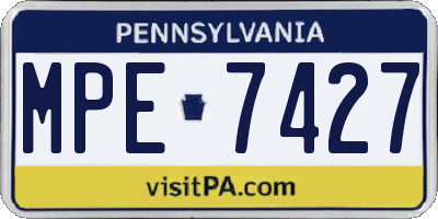 PA license plate MPE7427