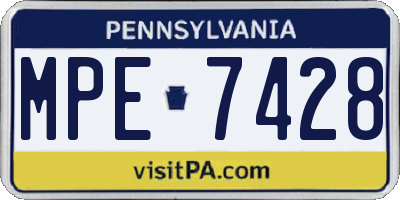 PA license plate MPE7428