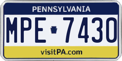 PA license plate MPE7430