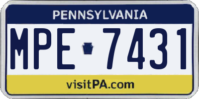 PA license plate MPE7431