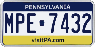 PA license plate MPE7432