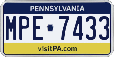 PA license plate MPE7433