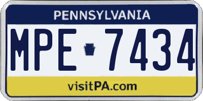PA license plate MPE7434