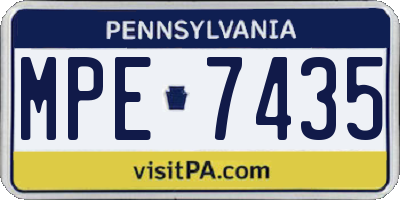 PA license plate MPE7435