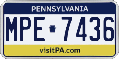 PA license plate MPE7436