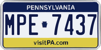 PA license plate MPE7437