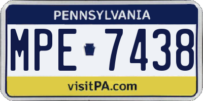 PA license plate MPE7438
