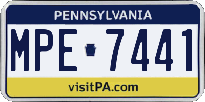 PA license plate MPE7441