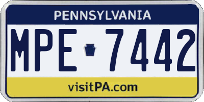 PA license plate MPE7442