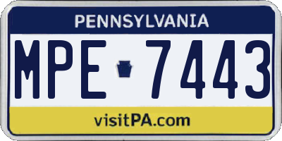 PA license plate MPE7443