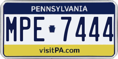 PA license plate MPE7444