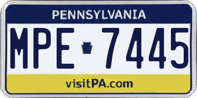 PA license plate MPE7445